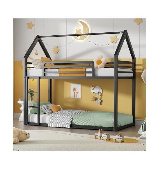 PVWIIK Bunk Bed Twin Over Twin w/Guardrail, Zinus Mia Metal Platform Bed Frame, Nicetree Jewelry Cabinet - MSRP $1,485