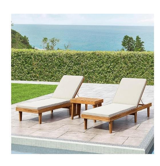 Christopher Knight Home 309784C Shane Chaise Cushion Outdoor Set, Foristrail Oversized Rocking Camp Chair - MSRP $1,262