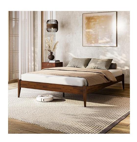 Bme Dinkee 15in Solid Wood Queen Platform Bed Frames, Keter Solana 70gal Storage Bench Deck Box, Nessxa - MSRP $1,422