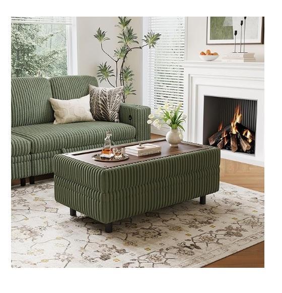 LINSY Home Sectional Sleeper Sofa/Storage Ottoman Bench, Shine Company Vermont Porch Rocker, JONATHAN Y - MSRP $1,113