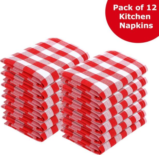 Cotton Twill Cloth Napkins RED-WHITE size 18"x18" MSRP- $12,960