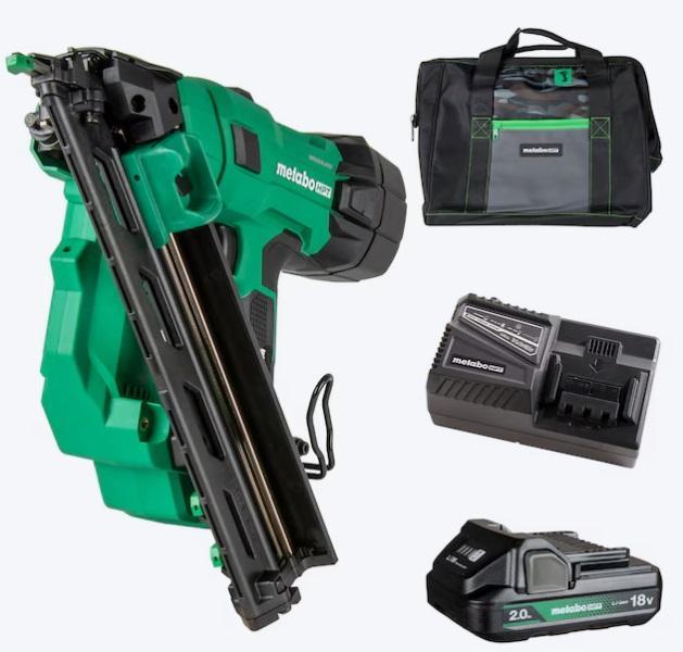 Metabo HPT MultiVolt 2-1/2in 15-Gauge Cordless Angled Finish Nailer, EGO POWER+ 56V 5Ah Li-ion Battery - MSRP $3,548