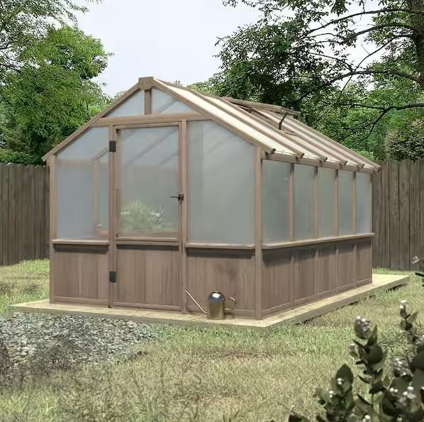 VEIKOUS 8ftx10ft Cedar Polycarbonate Greenhouse - Est Retail $1,178