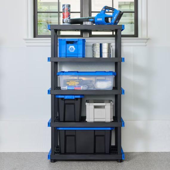 Kobalt Plastic Utility Shelving Unit, Rigsby Vanity Combo, Suncast Hideaway Hose Reel - MSRP $2,009