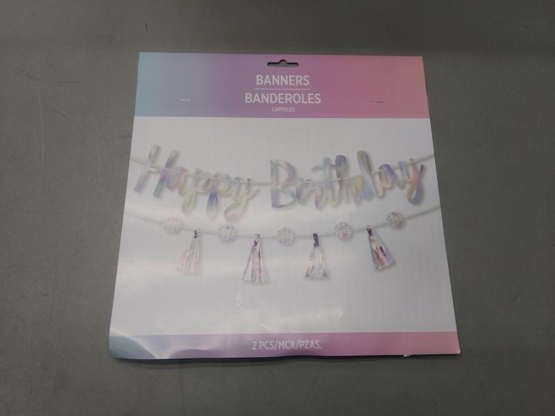 Pallet of Amscan Luminous Iridescent Foil Party Decor Letter Banner Kits - MSRP $2,587