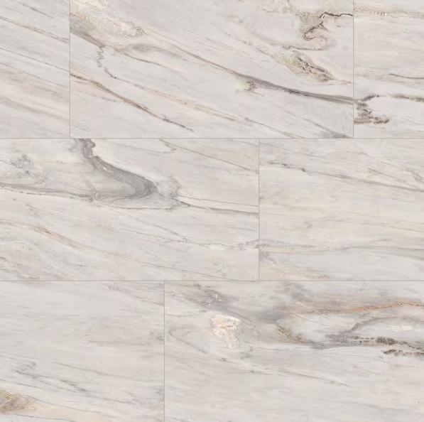 Pallet of Daltile Fenbrook Regal White 12inx24in Polished Porcelain Marble Look Floor & Wall Tiles - Est Retail $940