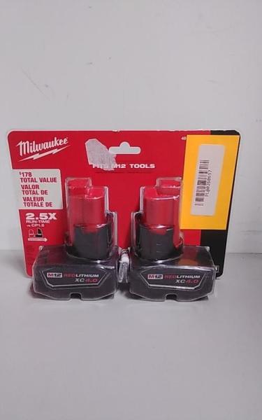 Milwaukee M12 12V Lithium-Ion XC Extended Capacity 4.0Ah Battery Pack 2pk - MSRP $149