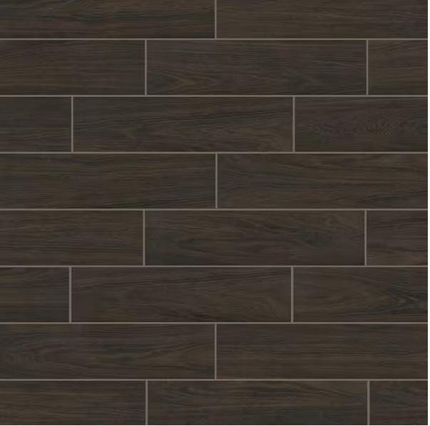 Pallet of Florida Tile Home Collection Burlington Walnut 6inx24in Porcelain Floor & Wall Tiles - Est Retail $1,017
