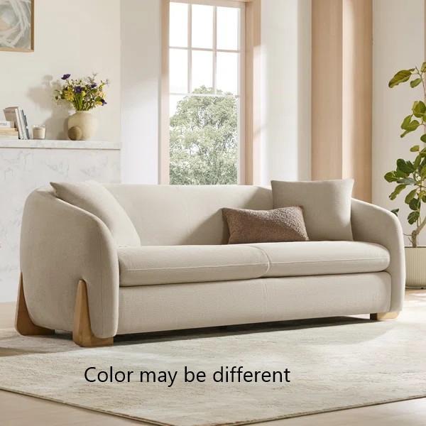Latitude Run 90'' Upholstered Modern Curved Chenille Sofa with Unique Wood Legs - MSRP $1,319