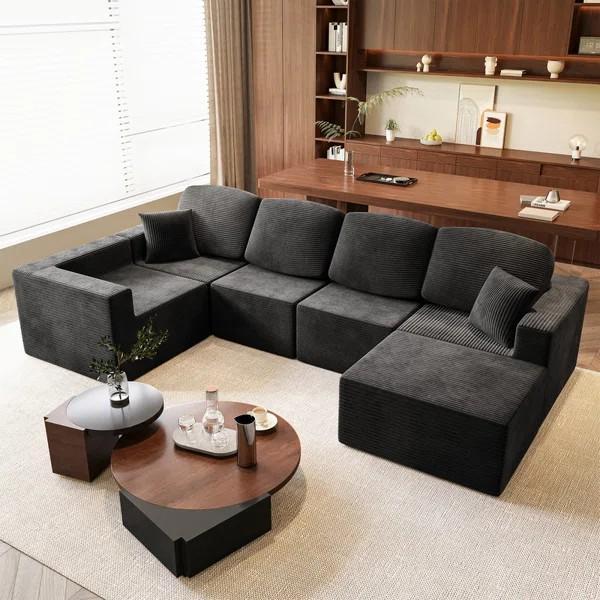 Mercer41 Cloud U-Shaped Sectional Sofa with Wide Armrest - MSRP $789