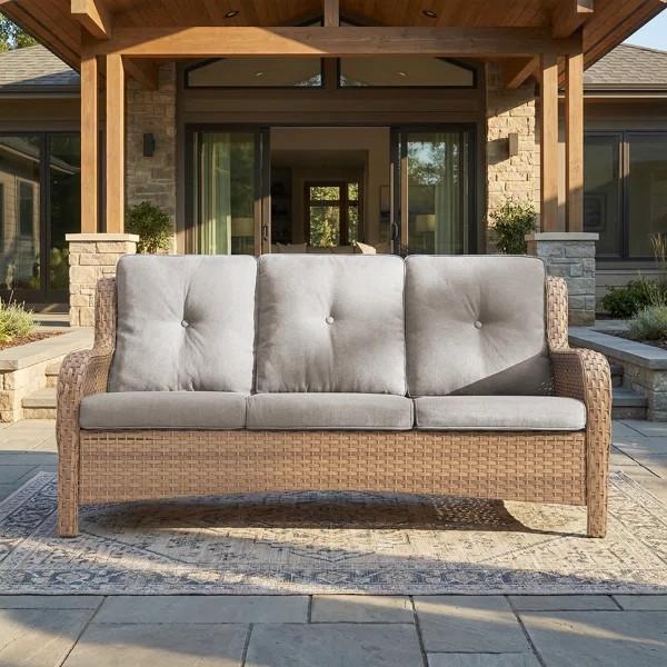 Carolina Patio Furniture Set with Sofa, Armchairs, Ottoman, and Coffee Table - MSRP $1,135