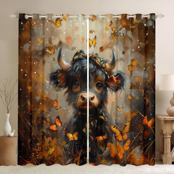 Home - Feelyou Highland Cow Curtains, Picrit Picture Frame Set, Sinyasan Pillow Covers - MSRP $18,529