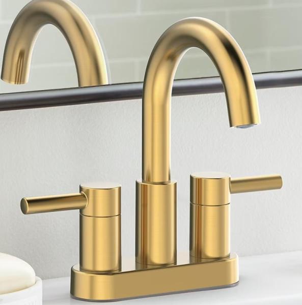 Allen+Roth Harlow Simplefit Brushed Gold 4in Bathroom Sink Faucet, American Standard Toilet Seat, GOVEE - MSRP $4,814