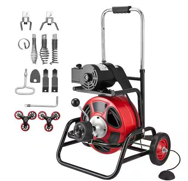 Plumbing - SKYSHALO 100ftx1/2in Drain Cleaner Machines, Glacier Bay Workstation Kitchen Sink - Est Retail $2,487
