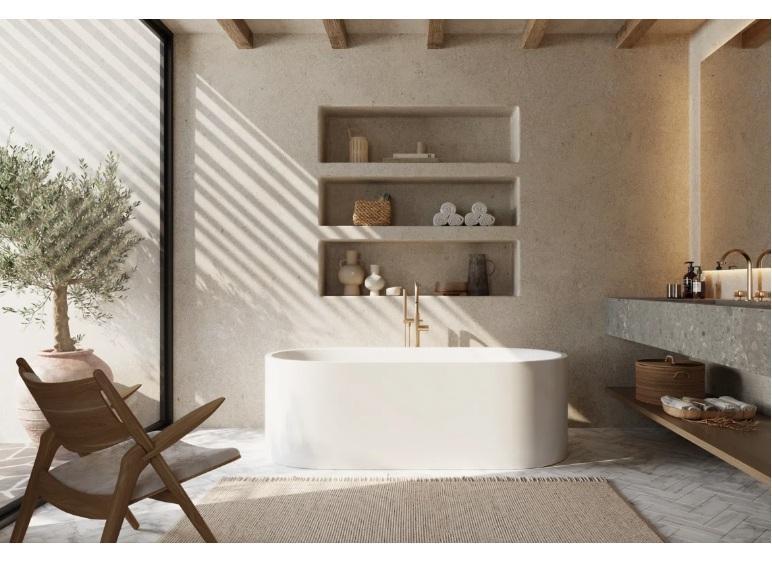 Truckload - Housewares- LIDO 66" Freestanding Soaking Solid Surface Bathtub, Cyrus Solid Brass LED Sconce -MSRP $53,474
