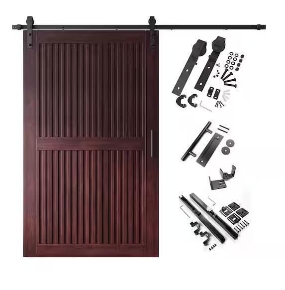 Doors & Windows - HOMACER Solid Pine Wood Sliding Barn Door w/ Hardware Kit, Levolor, Hampton Bay - Est Retail $1,324