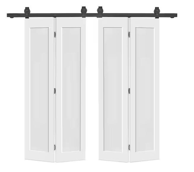 Doors & Windows- CALHOME Hollow Core White Composite Double Bi-fold Door, ALEKO, Veneta, eightdoors - Est Retail $3,595