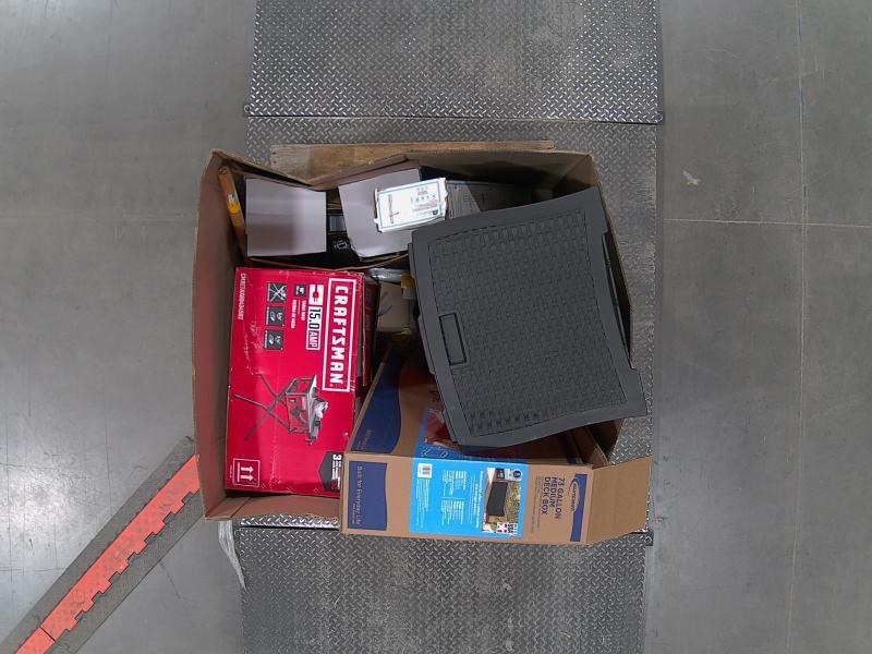 CRAFTSMAN 10in 15Amp 120V Portable Jobsite Table Saw, Suncast Outdoor Storage 73gal Black Plastic Deck Box -MSRP $2,943