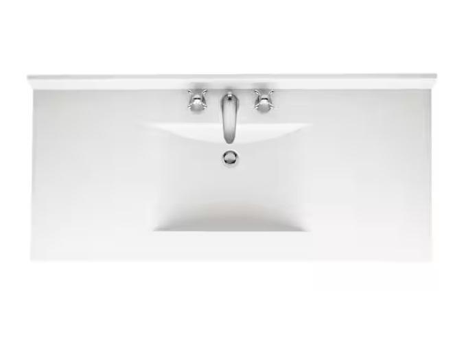 Plumbing - Swan Contour 43inWx22inD Solid Surface Vanity Top, Glacier Bay, Master Flow, Everbilt - Est Retail $1,604