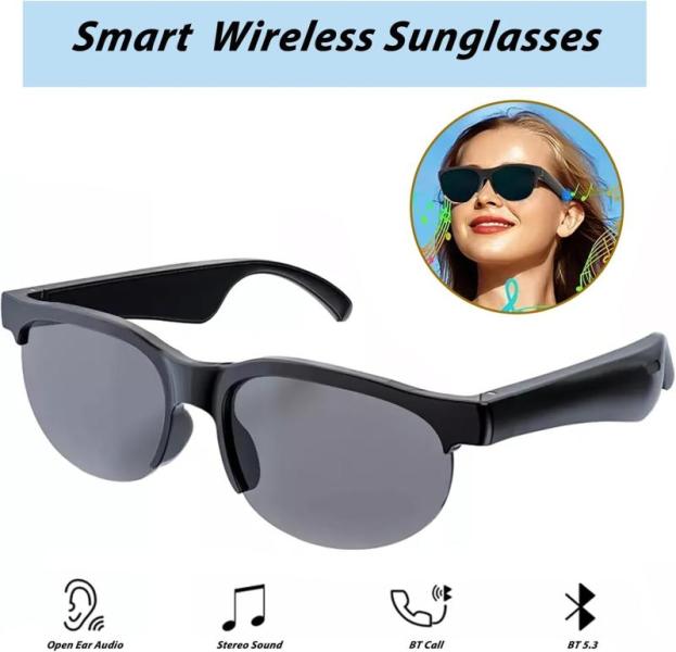 Smart Glasses, Polarized Bluetooth Sunglasses with Built-in