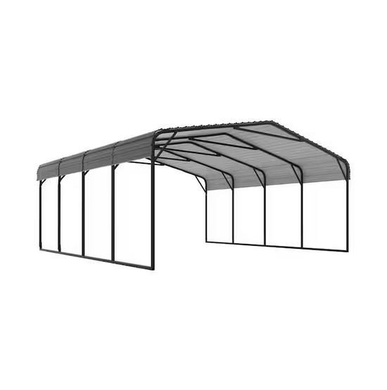 Veikous 20 ft. W x 20 ft. D Metal Carport Metal Car Canopy and Shelter, Gray - Est Retail $1,995