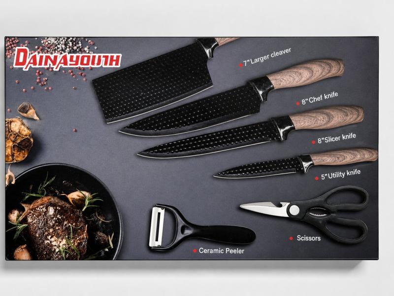 Premium Kitchen Knife Set Chef Cleaver Slicer Utility Scissors Peeler