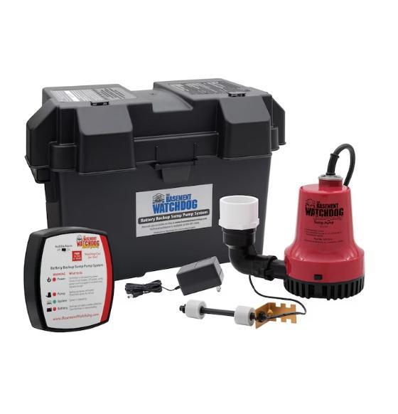 Basement Watchdog 1/3HP 115V 33.3gal Thermoplastic Battery Sump Pump, Wagner Flexio Paint Sprayer - MSRP $2,111