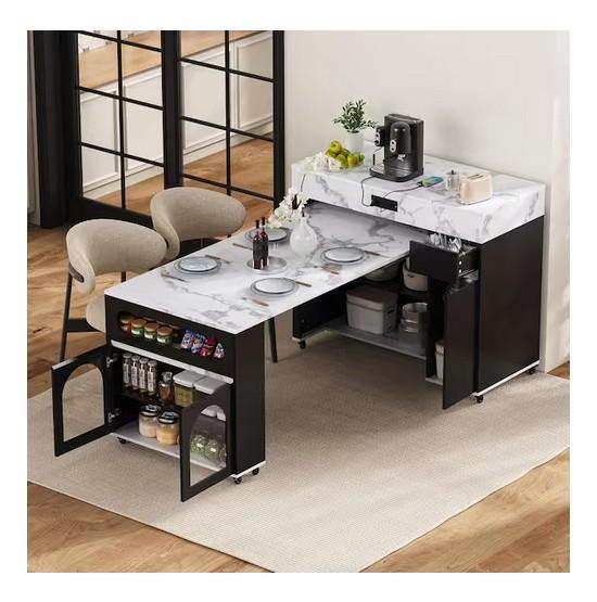 Mixed Lot - Harper & Bright Kitchen Island with Dining Table Extension, Lirago Dining Chairs - Est Retail $1,428- 1plt