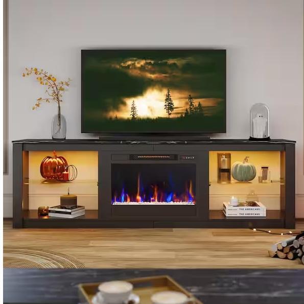Home Decor - Bestier 70.8in Black 75" TV Stand w/ Fireplace, Nearly Natural, BYBLIGHT, HOMCOM - Est Retail $875