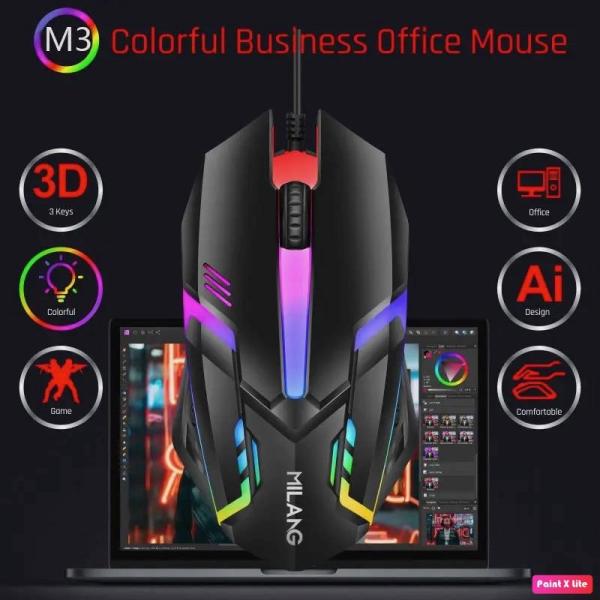 New 200pc -RGB Gaming Wired USB Mouse Ergonomic optical computer game