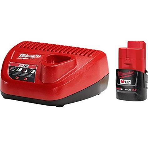 Milwaukee M12 12-Volt Lithium-Ion Compact Battery Pack 2.0Ah and Charger Starter Kit - MSRP $89