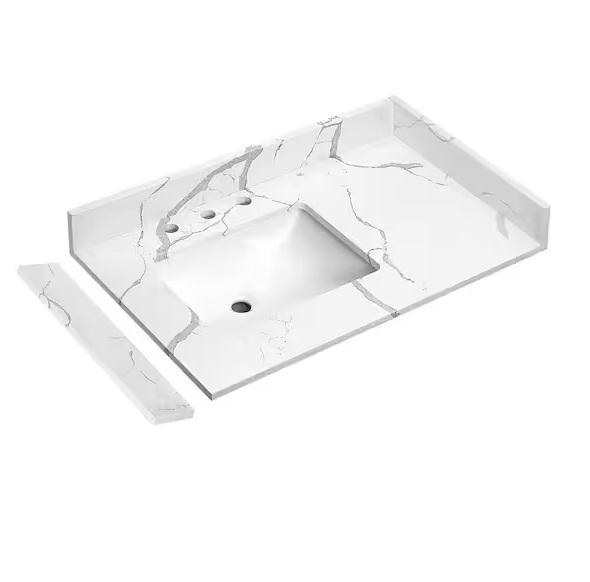 Plumbing - LANDOLT Carrara Luna Single Sink Bathroom Vanity Top, SINKOLOGY, HDC, Everbilt - Est Retail $1,306