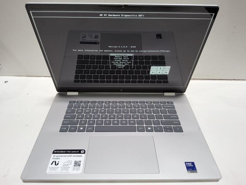 C Grade - HP OmniBook 7 Flip PC, OLED 120Hz Touchscreen, Intel Core Ultra 7, 32GB RAM (No SSD, No OS) - MSRP $1,269