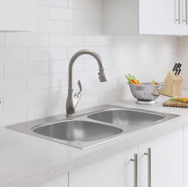 Sterling Holland Drop-in 33inx22in Stainless Steel Kitchen Sink, Metabo HPT 18-Gauge Finish Stapler - MSRP $3,452