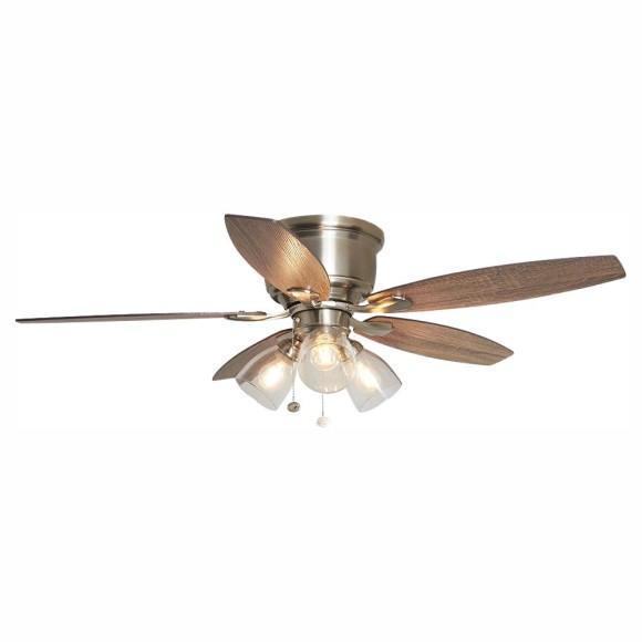 Hampton Bay Stoneridge 52" LED Brushed Nickel Hugger Ceiling Fan with 5 Reversible Blades - Est Retail $1,500