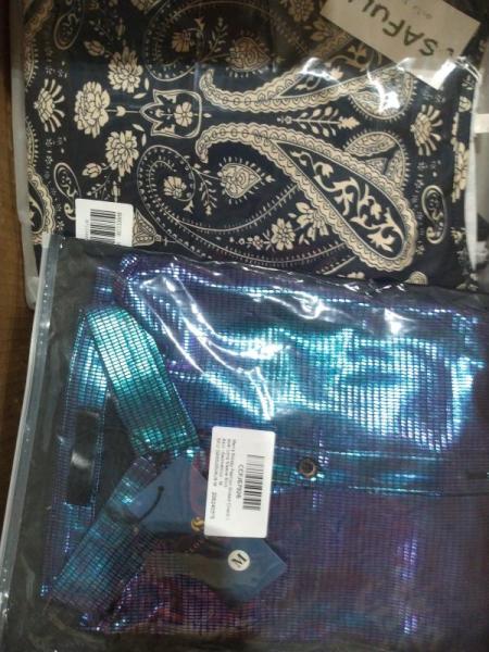 Apparel - Men's Henley Long Sleeve Cotton Shirts, Men's Shiny Shirt, Men's Shiny Long Sleeve Shirt w/Lapel - MSRP $768