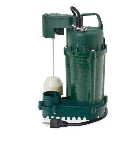 Zoeller 1/2HP 115V 60gal Cast Iron Submersible Sump Pump, Project Source Dover 36in True White Sink Vanity -MSRP $2,618