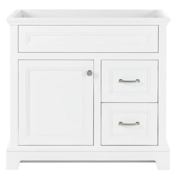 Style Selections Merrill 36in True White Bathroom Vanity Base, Broan, Master Forge, Architectural Mailbox - MSRP $2,647