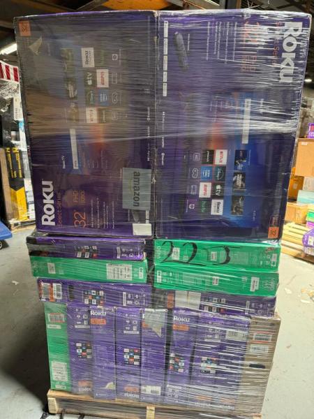 Pallet of TVs - Roku, TCL, VIZIO, Hisense - MSRP $5,354