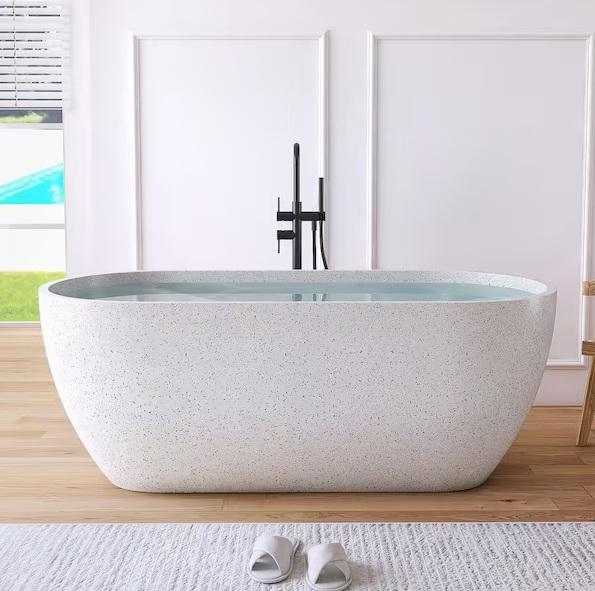 Housewares - 63''x31''Concrete Freestanding Solid Surface Outdoor Soaking Stone Bathtub, Bonzy Home - MSRP $2,549