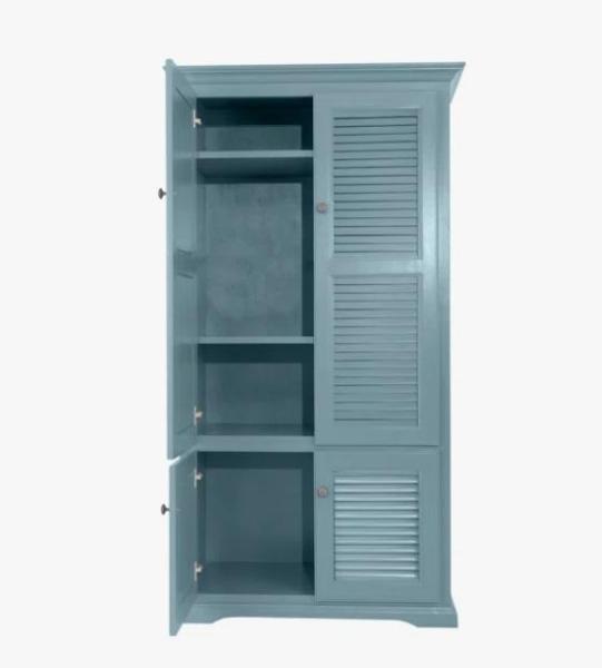 Furniture - Extra Wide Solid Wood Kitchen Pantry Cabinet, Shamla 3pc Breathing Leather Power Recline Sofa - MSRP $3,469