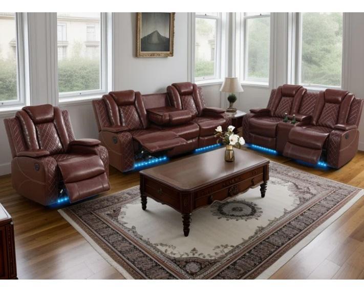 Furniture - Loralei Breathing Leather 3pc Power Recliner Sofa, Ralphio 4-Drawer Standard Dresser - MSRP $3,719