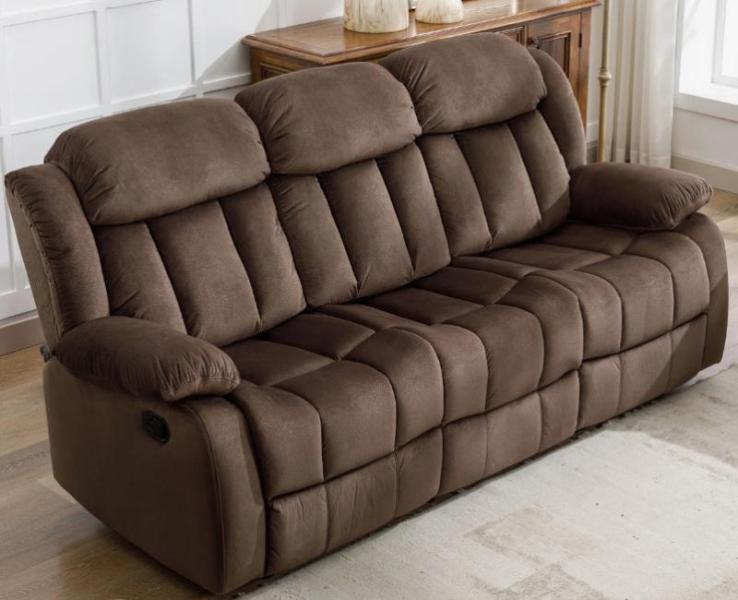 Furniture - Oxier 84''W Microsuede Manual Reclining Sofa, Tables 37"x72" Dining Table, One Arm Recliners - MSRP $2,068