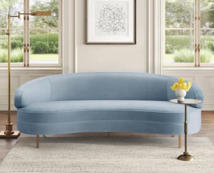 Housewares - Jacqeuline 89.4" Velvet Recessed Arm Sofa, 59"x28" Freestanding Soaking Acrylic Bathtub - MSRP $3,280
