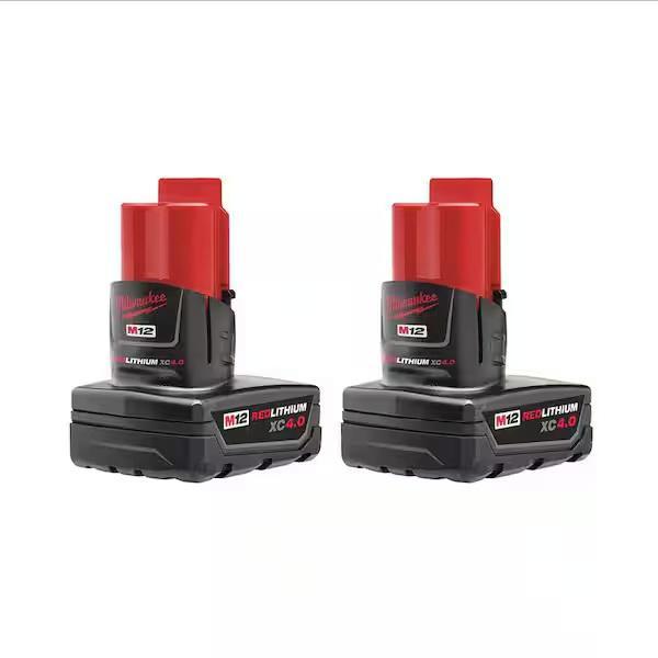 Milwaukee M12 12-Volt Lithium-Ion XC Extended Capacity 4.0 Ah Battery Packs - MSRP $99