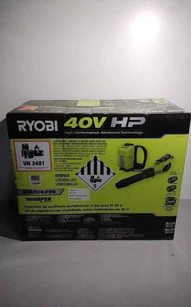 Ryobi 40V HP Brushless Whisper Series 190 MPH 730 CFM Leaf Blower and Backpack Battery - MSRP $599