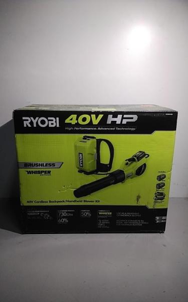 Ryobi 40V HP Brushless Whisper Series 190 MPH 730 CFM Leaf Blower and Backpack Battery - MSRP $599