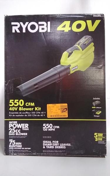 Ryobi 40V 120 MPH 550 CFM Cordless Battery Leaf Blower With 4.0 Ah Battery and Charger - MSRP $159