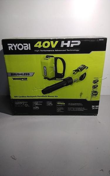 Ryobi 40V HP Brushless Whisper Series 190 MPH 730 CFM Leaf Blower and Backpack Battery w/ (2) 6.0  - MSRP $599
