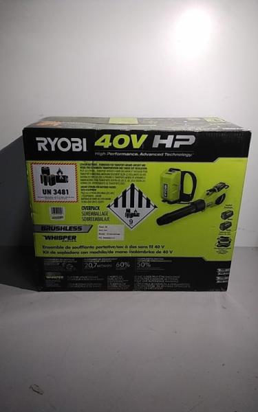 Ryobi 40V HP Brushless Whisper Series 190 MPH 730 CFM Leaf Blower and Backpack Battery - MSRP $599